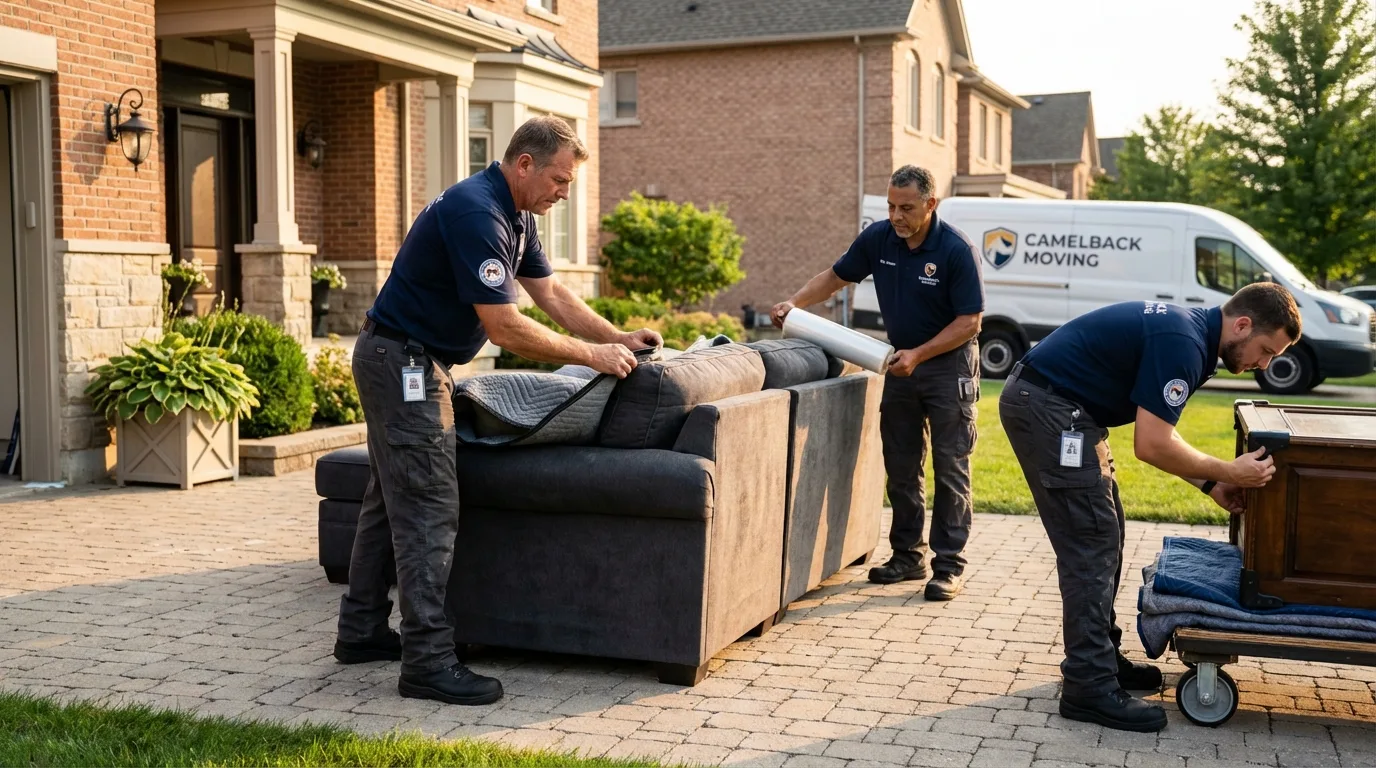 Large estate moving crew wrapping furniture in Marion, NY